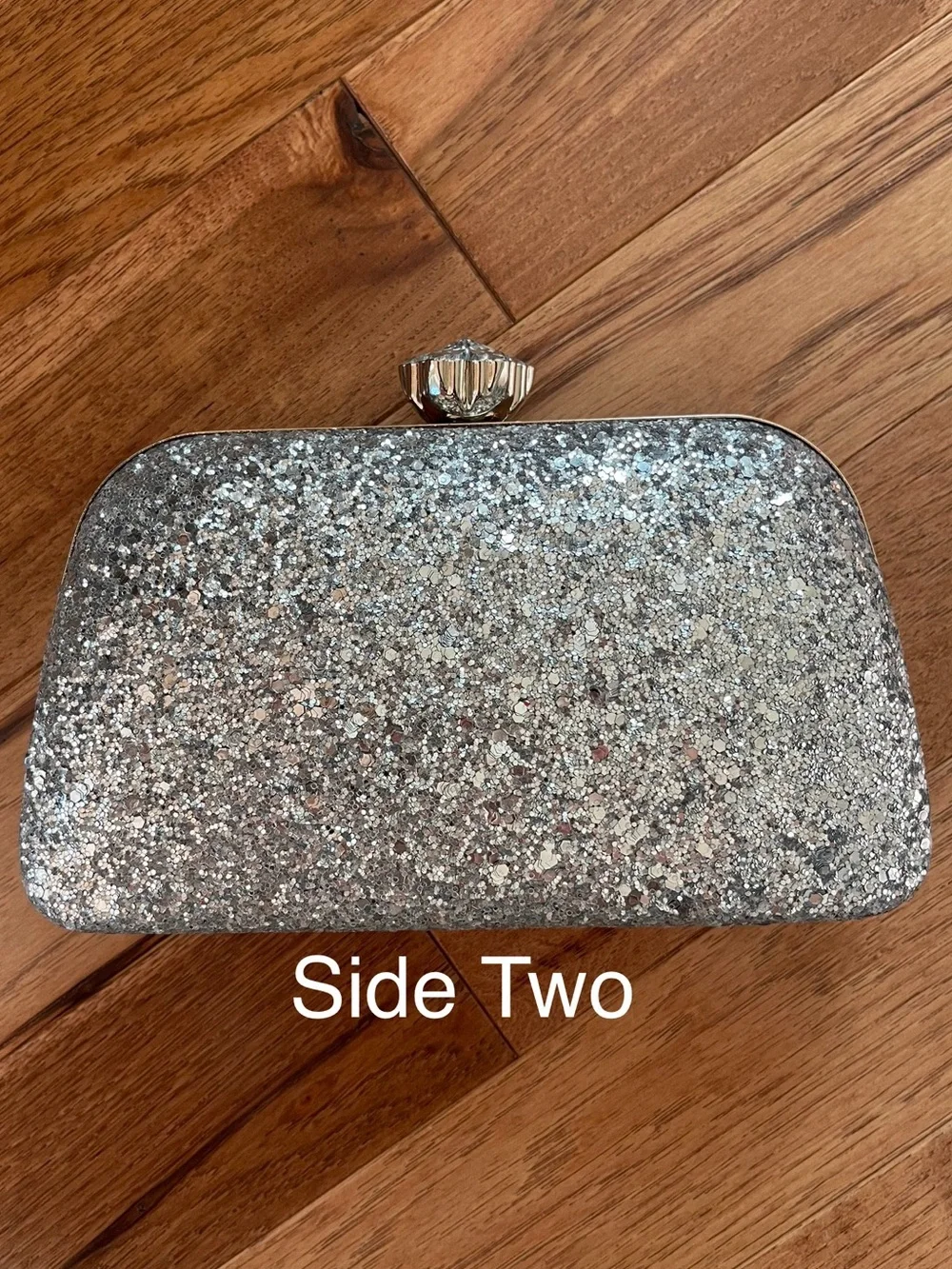 Silver Glitter Rhinestone Crystal Clutch Evening Bag Chain Strap